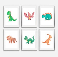 Dinosaur Prints Set Childrens Room Boys Bedroom Nursery Wall Art Decor Pictures Baby Room Wall Decor price