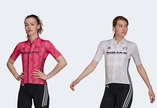 ADIDAS Women's Pink & White Short Sleeve Cycling Graphic Jersey RRP £90 Women's Jersey price