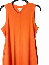 M&S Women’s Jersey Midi Dress Size 14 Reg Sleeveless Orange Side Pockets Beach Women's Jersey price