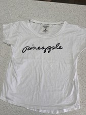 Pineapple Women's White Logo Cotton Jersey Round Neck Short Sleeve Tee, 10 Women's Jersey price