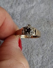 Vintage 9ct Gold Diamond Sapphire Cluster Size K Sapphire Ring price
