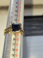 Square Saphire 9ct Gold Vintage Ring Size N.5 Sapphire Ring price