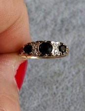 Vintage 9ct Gold Diamond and Sapphire ring Size i Sapphire Ring price