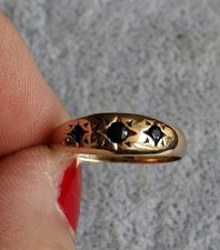 Vintage 9ct Gold Sapphire Gypsy ring size O Sapphire Ring price