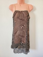 Retro Mini Slip Dress Black & Beige Swirl Print Layering Y2K Size Small Festival Slip Dress price