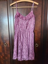 H&M Divided Purple Strappy Waisted Slip Dress Lace Frill Summer Beach Boho 10 Slip Dress price