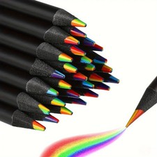 12pcs Black wood Rainbow Pencils Colouring Multi Colour Pencils Art Drawing Coloured Pencils price