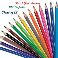 18 COLOURING COLOUR PENCILS PACK CHILDREN KIDS SCHOOL COLOURED ART CRAFT FUN Coloured Pencils price