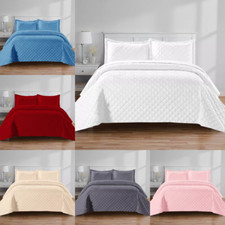 3 Piece Quilted Embossed Bedspread Bed Throw Single Double King Size Bedding Set Bedspread & Bedspread Set price