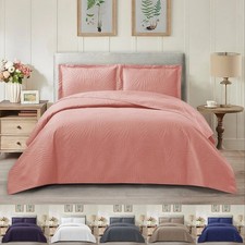 3 Piece Quilted Monochrome Bedspread Single Double King Size Bedding Set Throw Bedspread & Bedspread Set price