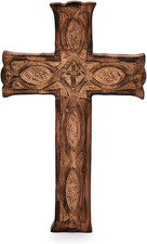 Indus Lifespace Wooden Wall Hanging Cross Handmade Antique Design - Rustic Look Religious Software price