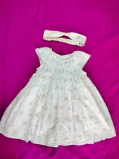 Mothercare Baby Girl Outfit 12-18m Smocked Animal Print & Hairband Baby Hair Band price