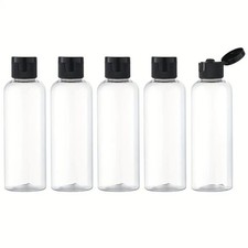 5Pcs Travel Bottles For Toiletries Holidays Black Fliptop Small plastic 100ml Decorative Bottle price
