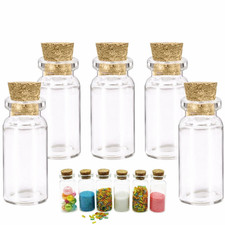 5 Small Craft Glass Bottles Jars 20ml Miniature Jar Cork Crafting Decor Mini Decorative Bottle price