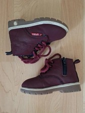 Danglia Sport Baby Burgundy Chukka Booties Sz 21 Faux Leather Lace up Side Zip Baby Boots price