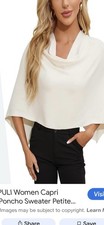 Puli Size M Beige Button Front Asymmetrical Knit Poncho Wrap Poncho price