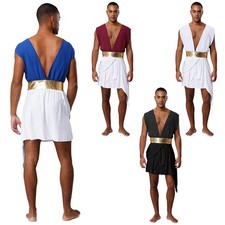 UK Men's Ancient Greek Costume Roman Toga Set Cosplay Halloween Party Dress Men's Costume price
