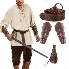 5PCS Men's Renaissance Costume Sets Medieval Arm Wrist Halloween Viking Belt Men's Costume price