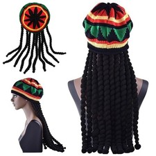Men's Rasta Dreadlock Wig Hat Jamaican Reggae Costume Bob Marley Fancy Dress Men's Costume price