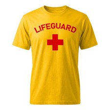Men’s Lifeguard T-Shirt | Red Cross Design Beach Costume Summer Tee Men's Costume price