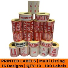 Postage Stickers - Small QTY 10 - 100 Labels - Fragile, Glass, Bend - 19 Designs Address & Label Software price