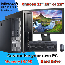 FULL Fast Cheap Desktop Computer PC Bundle DELL/HP +Windows 10 +WiFi +Monitor Desktop Computer price