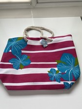 Women’s Beach Bag Pink With Blue Flowers Rope Handles BNWT Women's Beach Bag price