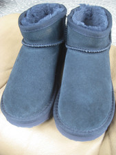 Navy faux fur lined kids slipper boots, UK1 by NEXT Unisex Kids' Booties price