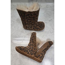 UGG Cassie Girls Infant Chestnut Leopard Print Fur Lined Boots Size 2/3 Unisex Kids' Booties price