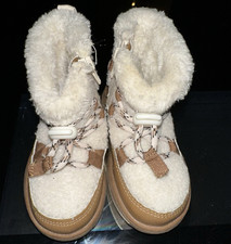 H&M Unisex Kids Faux Fur Lined Lace Up Ankle Booties Cream/Tan UK 6 Unisex Kids' Booties price