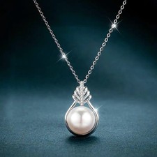 Crystal Flower Pearl 925 Sterling Silver Pendant Necklace Women Jewellery Gifts Pearl Necklace price