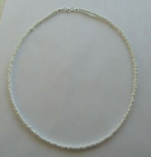 WHITE LUSTRE SEED BEAD NECKLACE 18" SILVER PLATED - N12 Pearl Necklace price