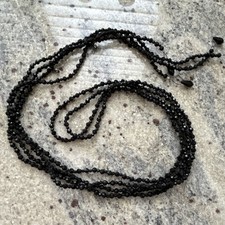 Black Crystal Beaded Multi-Strand Necklace, Round Beads, Hook Clasp Pearl Necklace price