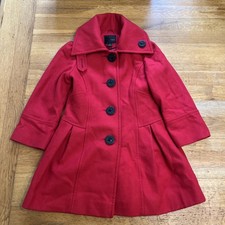 Next Girls Red Wool Coat Size 5-6 Girls' Overcoat price