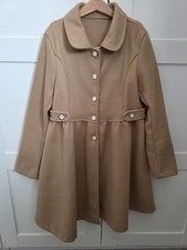 Vintage Style Coat Girls 12y Beige Collar &Buttons Vgc War Theatre Winter School Girls' Overcoat price