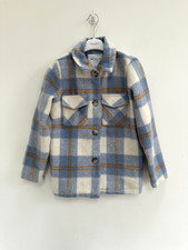 Blue Check Coat Pea Check Single Breasted Longline Girl's 10 Years Girls' Overcoat price