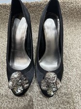 Autograph M & S Ladies Black Large Bead Platform High Heel Shoes Size UK 5 Platform Shoes price