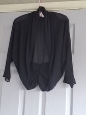 ROMAN Women's Navy Blue Chiffon Bolero/Shrug Open Front Short Cardi Size 12 Bolero price