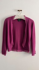 Hobbs Silk Blend Cropped Bolero Cardigan UK 12 Purple Pink Chiffon Trim Bolero price