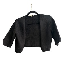 Rebecca Taylor Black Angora Blend Cropped Bolero Cardigan Sweater Womens Large Bolero price