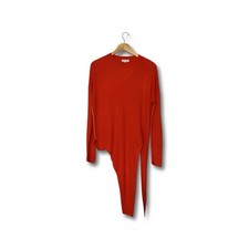Warehouse Womens Orange Tie Front Jumper UK 12 Long Sleeve Asymmetric Knit Top Bolero price