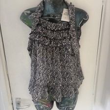 New HnM Women’s Summer Top Size 10-12 Blue Floral Wide Arm Sleeves Medium BNWT M Women's Arm Sleeves price