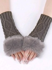 Women's Fluffy Fur Warm Arm Sleeves Knitted Sleeves Warm Fingerless Gloves New Women's Arm Sleeves price