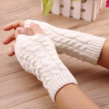 Women's Cable Fingerless Gloves Knit Arm Warmers Long Sleeve Winter Warm Mittens Women's Arm Sleeves price