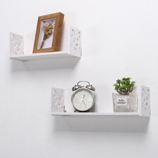 2x Wooden Floating Shelf Wall Mounted Display Unit For Plants Photo Frame Decors CD - DVD Shelf / Unit / Cabinet price