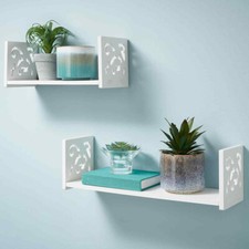 Set Of 2 Floating Shelf Wall Mounted Storage Rack Decoration Display Unit White CD - DVD Shelf / Unit / Cabinet price
