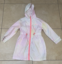 River Island Girls Hooded Full Zip Multicolour Rain Coat 5-6Y Girls' Raincoat price