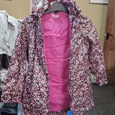 Marks & Spencer Girls Hooded Floral Rain Coat 100% Cotton Pink 9-10 Years Girls' Raincoat price