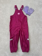Jojo Maman Bebe Waterproof Fleece Lined Berry Pink Dungarees With Gloves Girls' Raincoat price