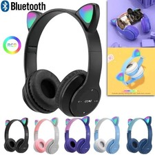 Kids Children Headphones Wireless Bluetooth Headset LED Lights Cat Ear Earphone Kids' Headphones price